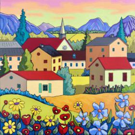 Neighborhood 16x16 - available at Fallen Leaf Art Gallery, Canmore