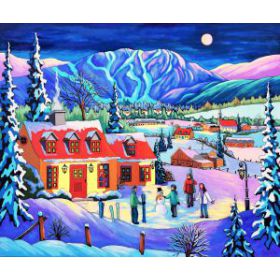 Plaisirs d'hiver en famille 30x36