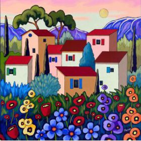 Floraison de Toscane 20x20 - disponible a Fallen Leaf Art Gallery, Canmore
