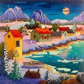 Pleine lune 20 x 20- disponible a Fallen Leaf Art Gallery, Canmore