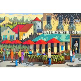 Café Victor Hugo 24x36-disponible a Fallen Leaf Art Gallery, Canmore