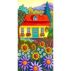 Sunflowers road 8x16- available at Fallen Leaf Art Gallery, Canmore