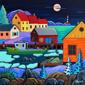 Nuit sur le port 20 x 20